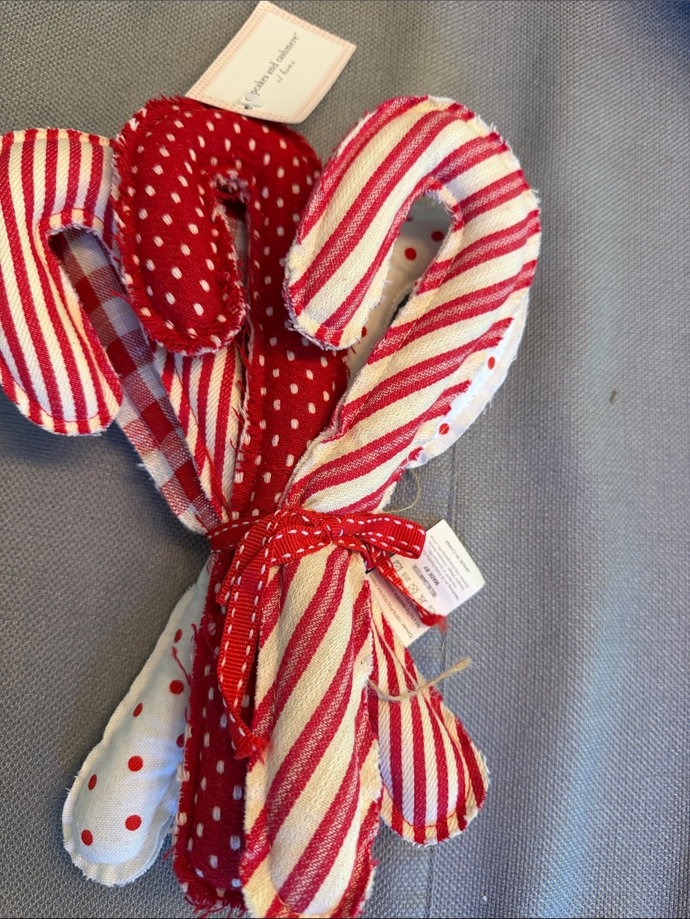 Cupcakes an Cashmere  Red & White Fabric Candy Cane Decorations - Brand: